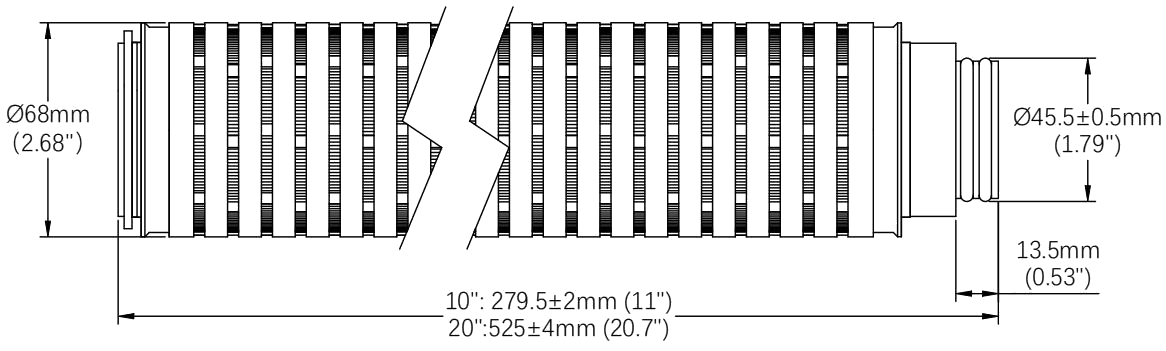 Single open end, 226 with fin